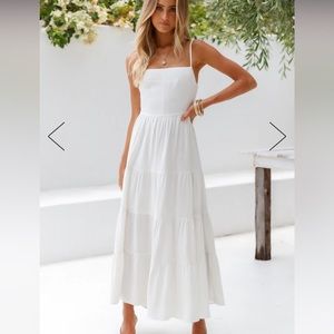 Train into Town White Midi Dress- Hello Molly